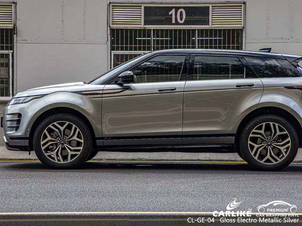 CL-GE-04 parlak elektro metalik gümüş vinil araç kaplaması RANGE ROVER tedarikçisi