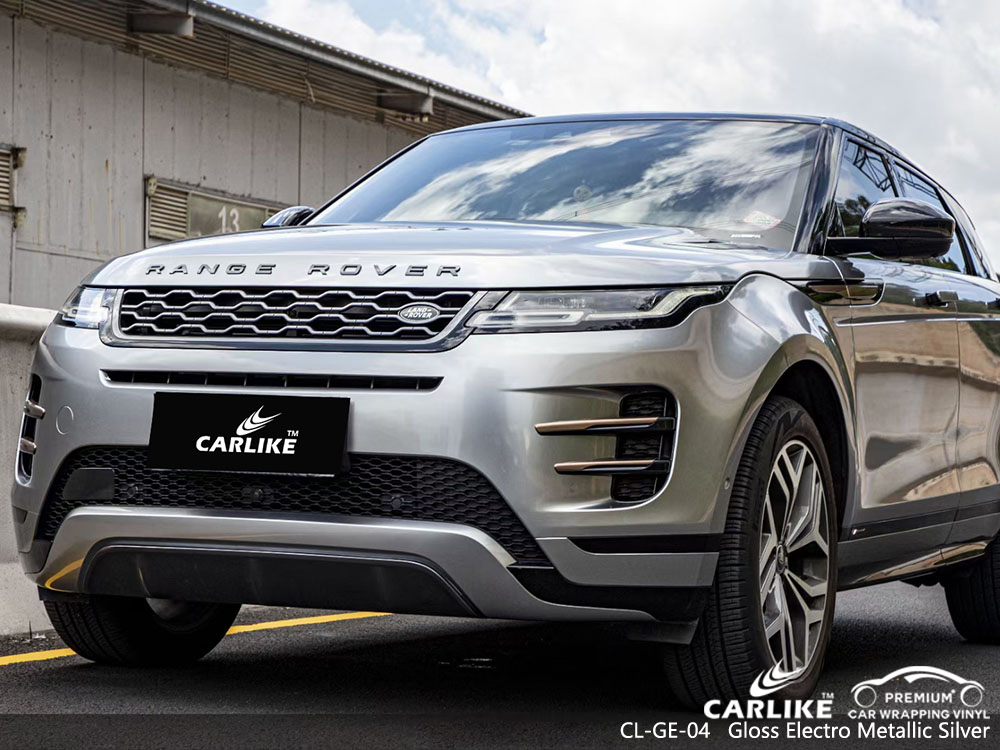 CL-GE-04 parlak elektro metalik gümüş vinil araç kaplaması RANGE ROVER tedarikçisi