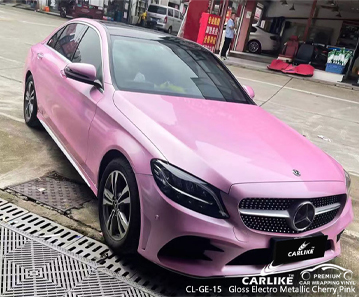 CL-GE-15 fábrica de envoltório de veículo de vinil rosa cereja eletro metálico brilhante para MERCEDES-BENZ