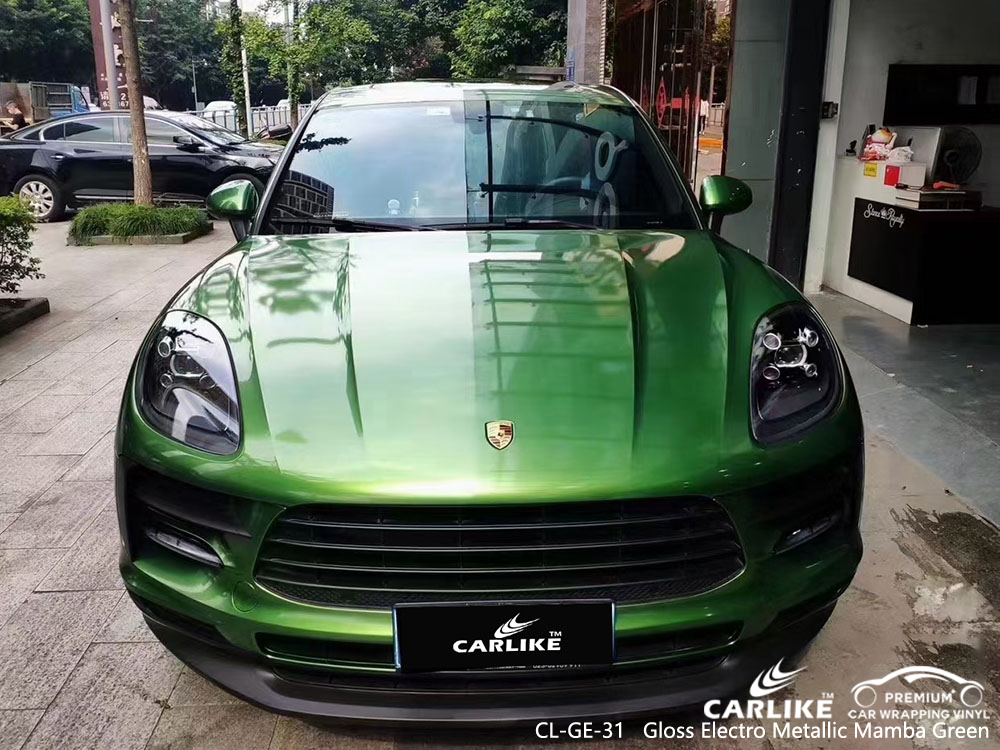 CL-GE-31 parlak elektro metalik mamba yeşil vinil otomatik PORSCHE için sargı üreticisi