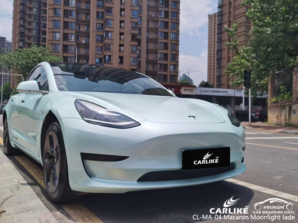 CL-MA-04 macaron moonlight jade vinyl vehicle wrap supplier for TESLA