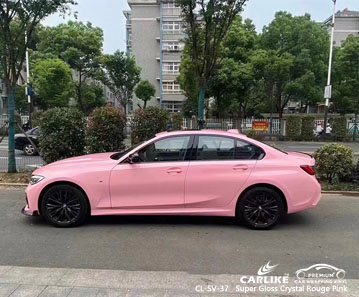 CL-SV-37 super gloss crystal rouge pink vinyl auto wrap supplier for BMW