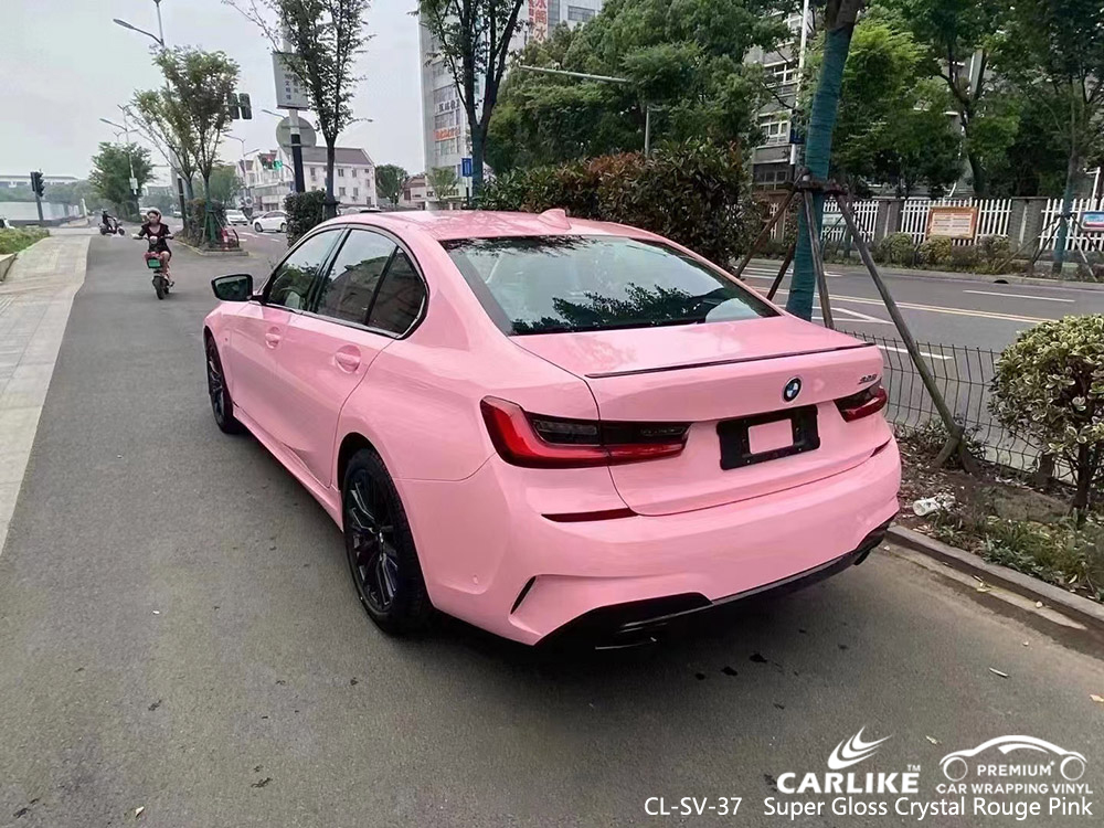 CL-SV-37 super gloss crystal rouge pink vinyl auto wrap supplier for BMW