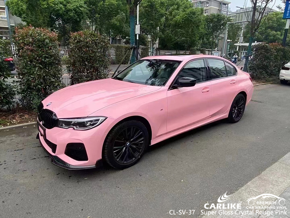 CL-SV-37 super gloss crystal rouge pink vinyl auto wrap supplier for BMW