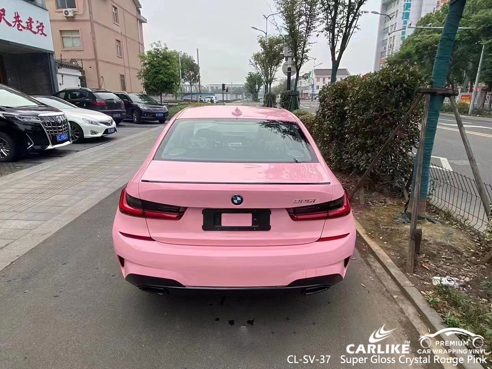 CL-SV-37 super gloss crystal rouge pink vinyl auto wrap supplier for BMW