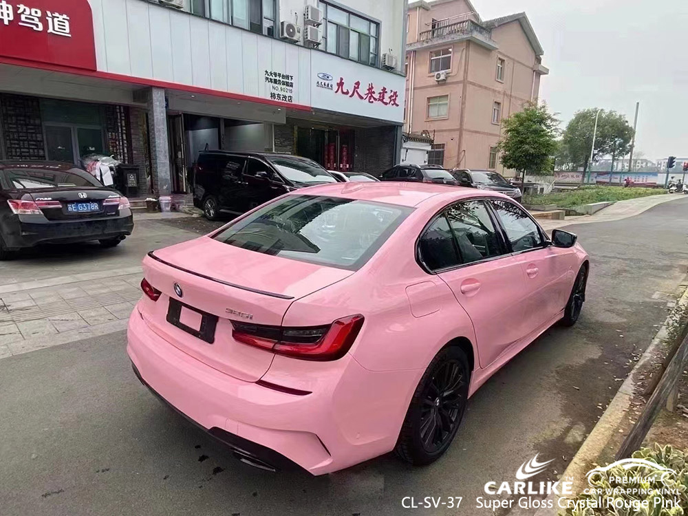 CL-SV-37 super gloss crystal rouge pink vinyl auto wrap supplier for BMW
