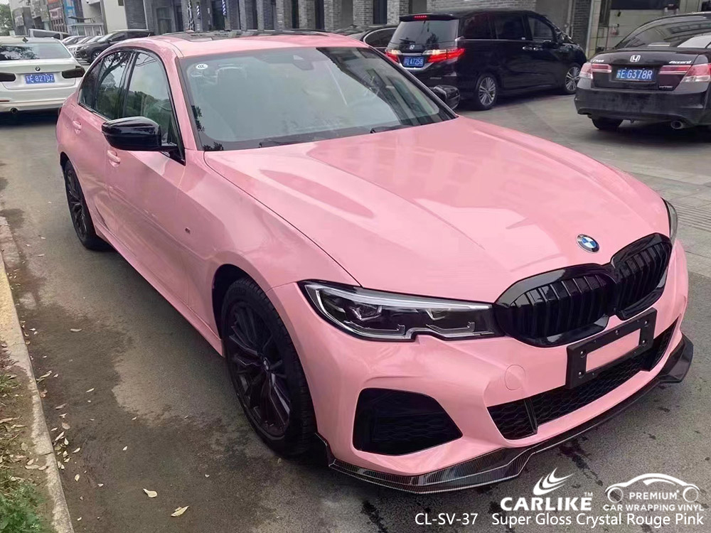 CL-SV-37 super gloss crystal rouge pink vinyl auto wrap supplier for BMW