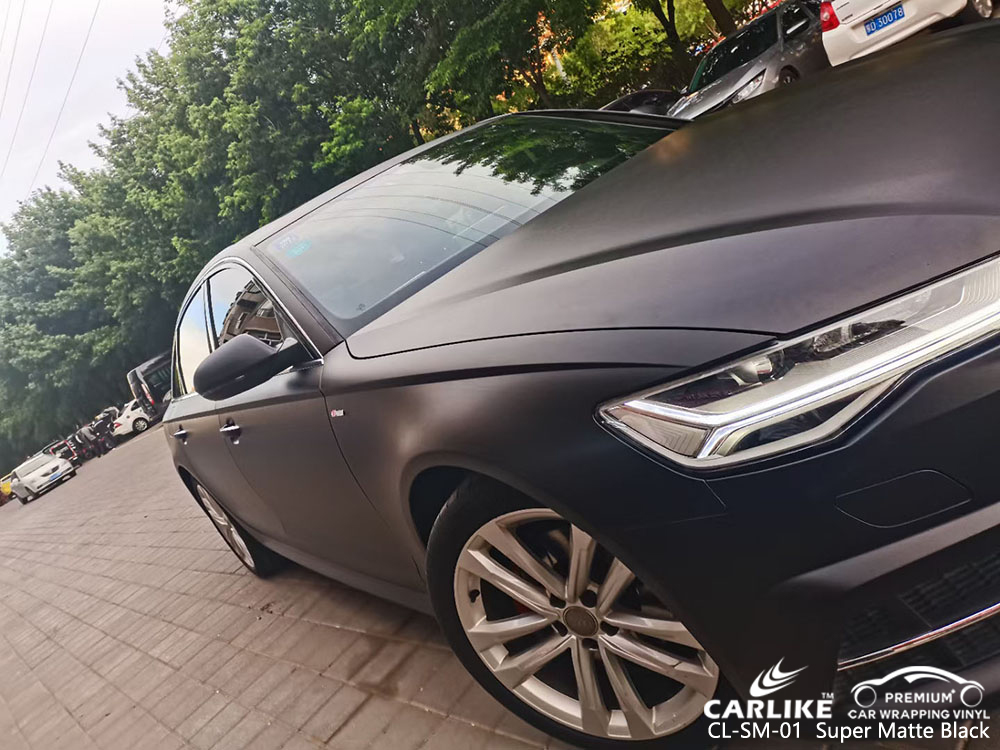 CL-SM-01 مورد التفاف السيارة الأسود المطفأ من الفينيل الأسود لأودي 