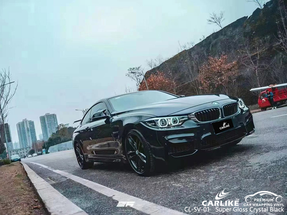 CL-SV-01 süper parlak kristal siyah vinil BMW için araç kaplama üreticisi