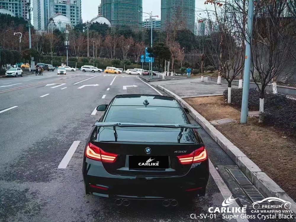 CL-SV-01 vinyle noir cristal super brillant fabricant d'habillage de véhicule pour BMW