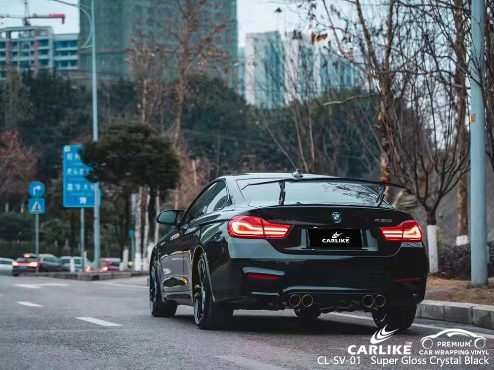 CL-SV-01 süper parlak kristal siyah vinil araç kaplaması BMW için üretici