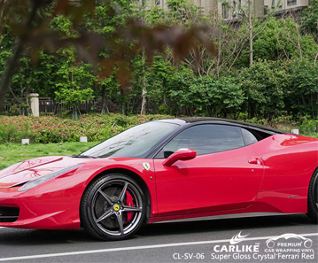 CL-SV-06 FERRARI için süper parlak kristal ferrari kırmızı vinil otomatik sarma tedarikçisi