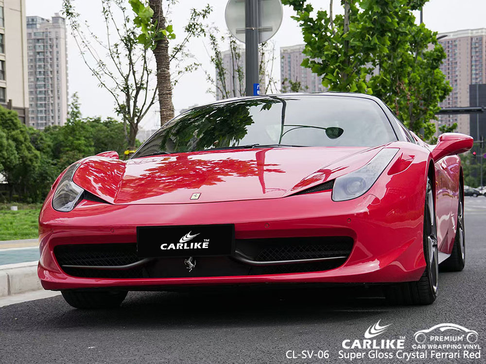 CL-SV-06 süper parlak kristal ferrari kırmızısı FERRARI için vinil otomatik sarma tedarikçisi