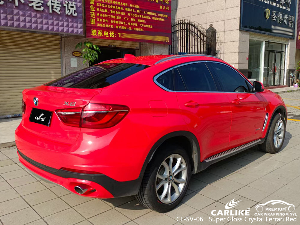 CL-SV-06 süper parlak kristal ferrari kırmızı vinil araba BMW için sarma fabrikası