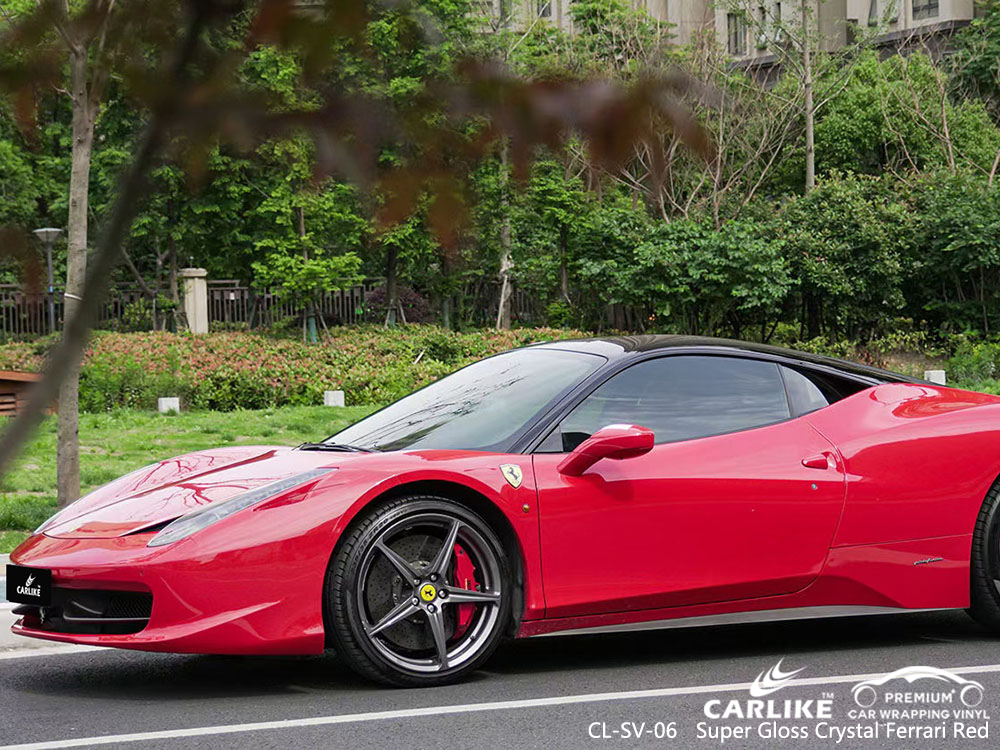 CL-SV-06 süper parlak kristal ferrari kırmızısı FERRARI için vinil otomatik sarma tedarikçisi