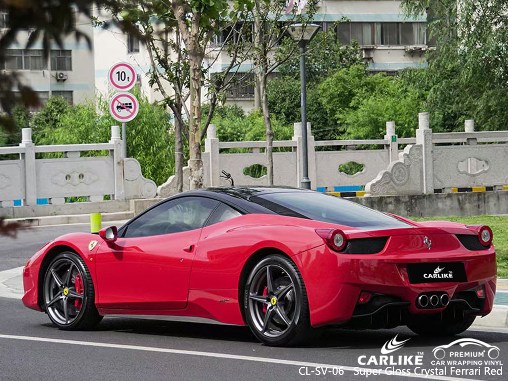 CL-SV-06 süper parlak kristal ferrari kırmızısı FERRARI için vinil otomatik sarma tedarikçisi