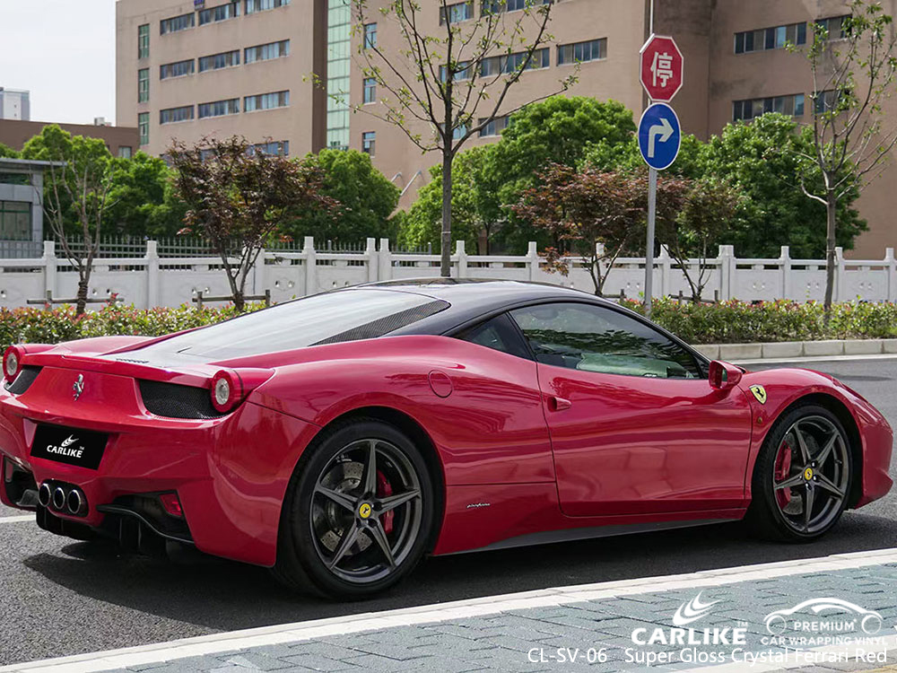CL-SV-06 süper parlak kristal ferrari kırmızısı FERRARI için vinil otomatik sarma tedarikçisi