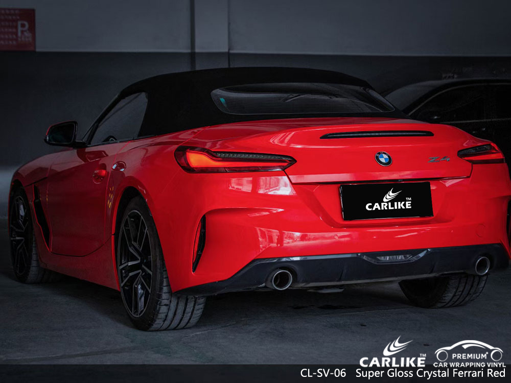 CL-SV-06 süper parlak kristal ferrari kırmızı vinil araba BMW için sarma fabrikası