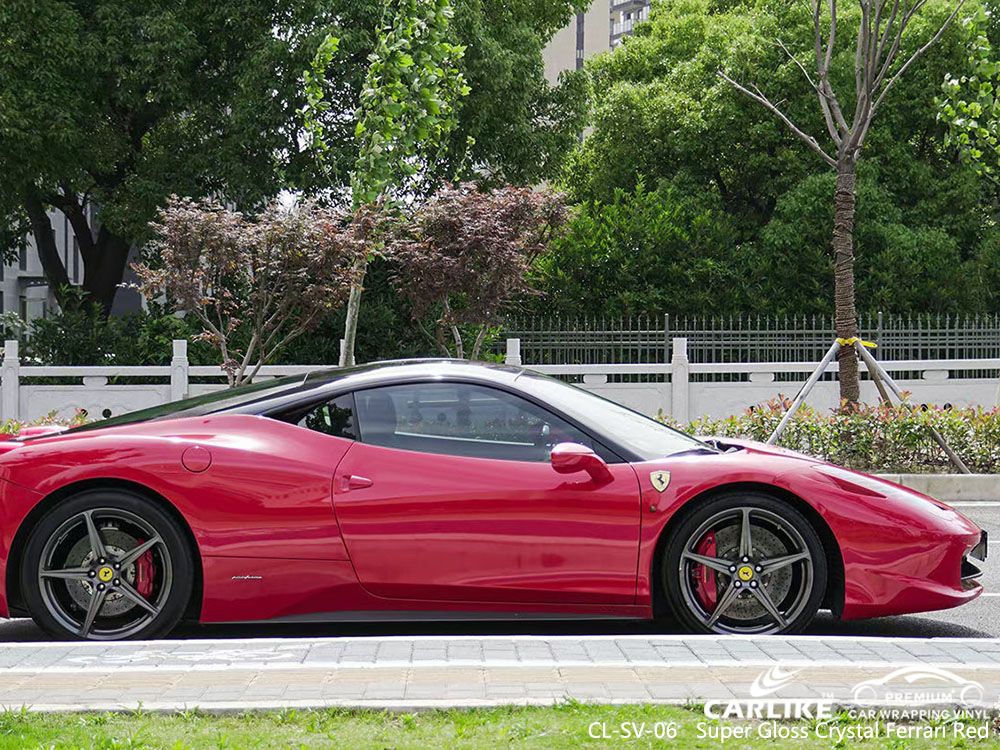 CL-SV-06 süper parlak kristal ferrari kırmızısı FERRARI için vinil otomatik sarma tedarikçisi