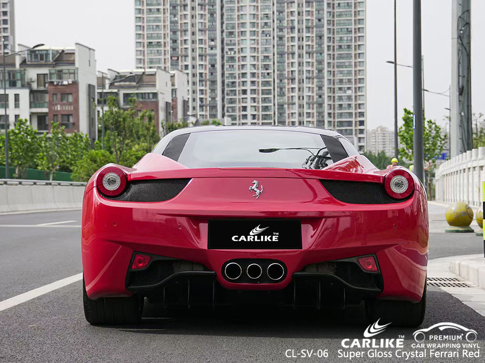 CL-SV-06 süper parlak kristal ferrari kırmızısı FERRARI için vinil otomatik sarma tedarikçisi