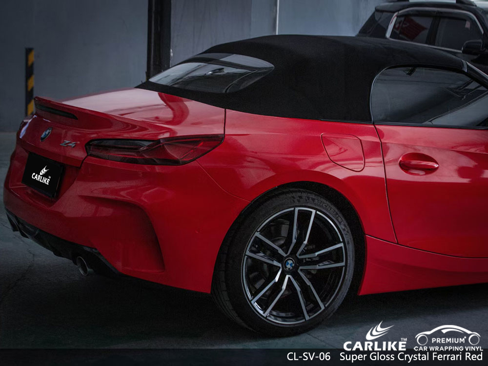 CL-SV-06 süper parlak kristal ferrari kırmızı vinil araba BMW için sarma fabrikası