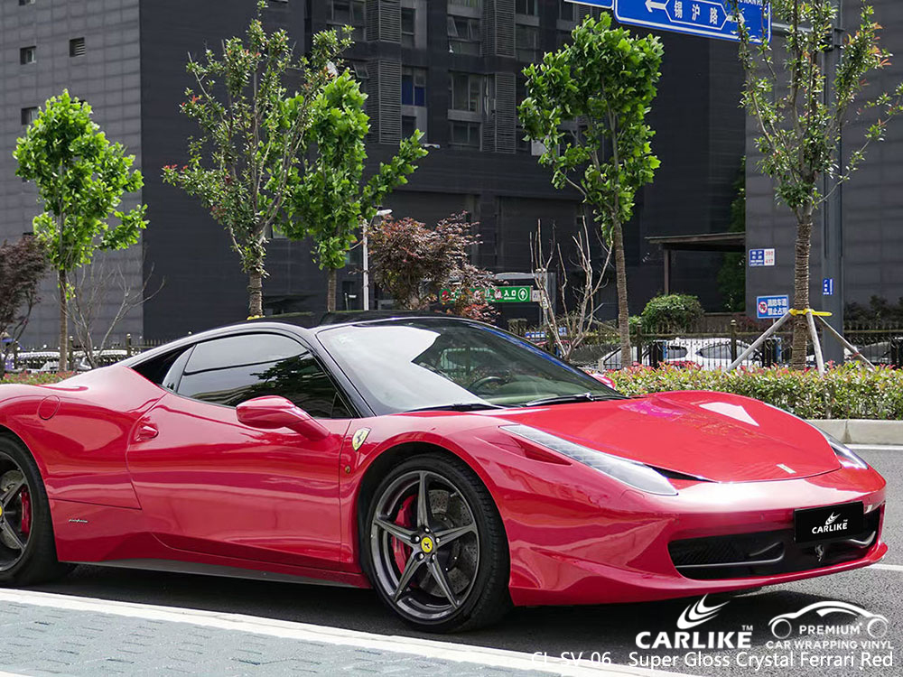CL-SV-06 süper parlak kristal ferrari kırmızısı FERRARI için vinil otomatik sarma tedarikçisi