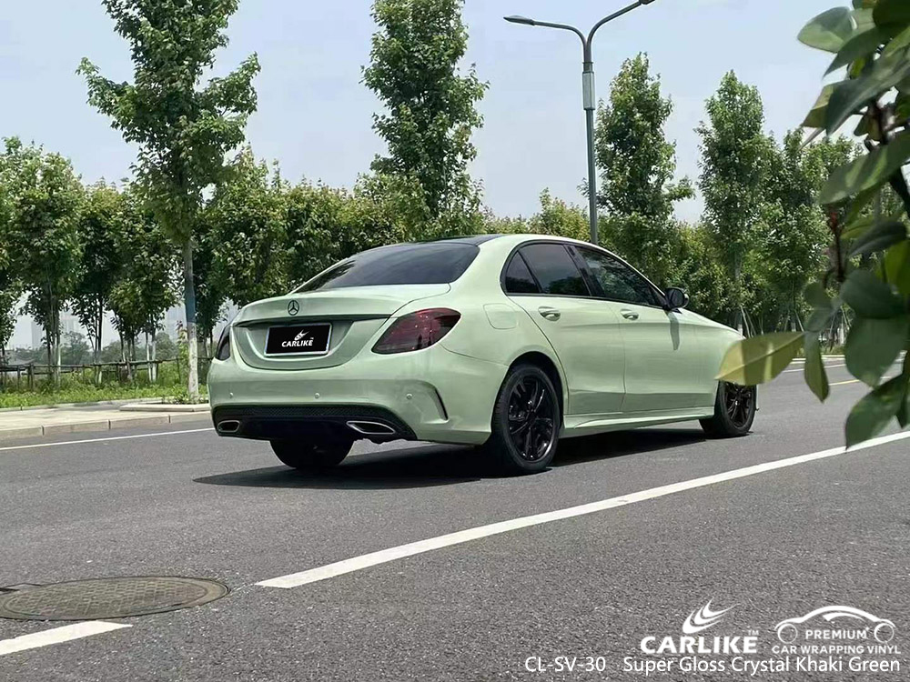 CL-SV-30 süper parlak kristal haki yeşili MERCEDES-BENZ için vinil araç kaplama tedarikçisi