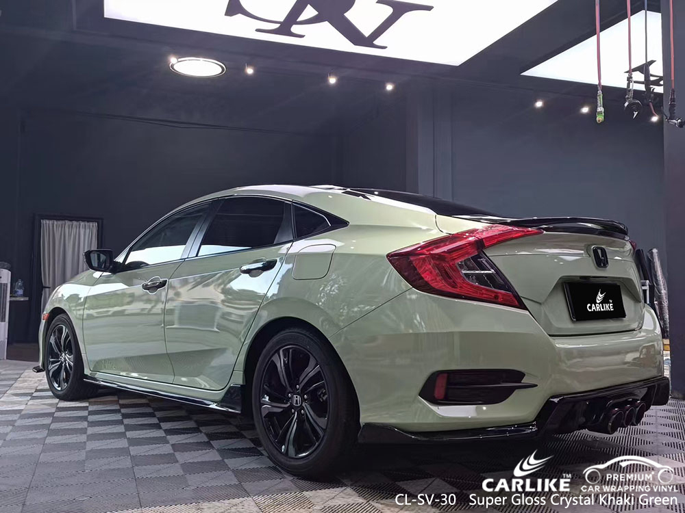 CL-SV-30 super gloss crystal khaki green vinyl car wrap manufacturer for HONDA