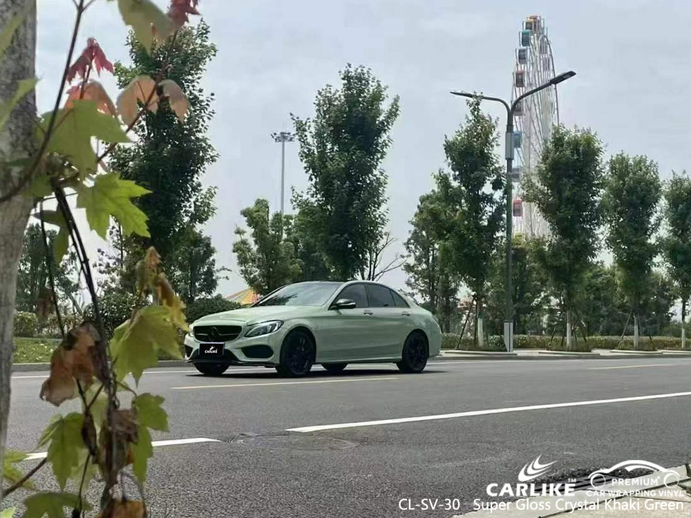 CL-SV-30 süper parlak kristal haki yeşili MERCEDES-BENZ için vinil araç kaplama tedarikçisi