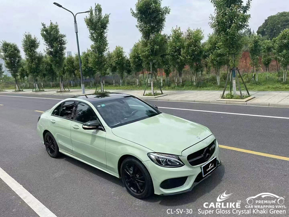 CL-SV-30 veicolo in vinile verde kaki con cristalli super lucidi fornitore di avvolgimenti per MERCEDES-BENZ