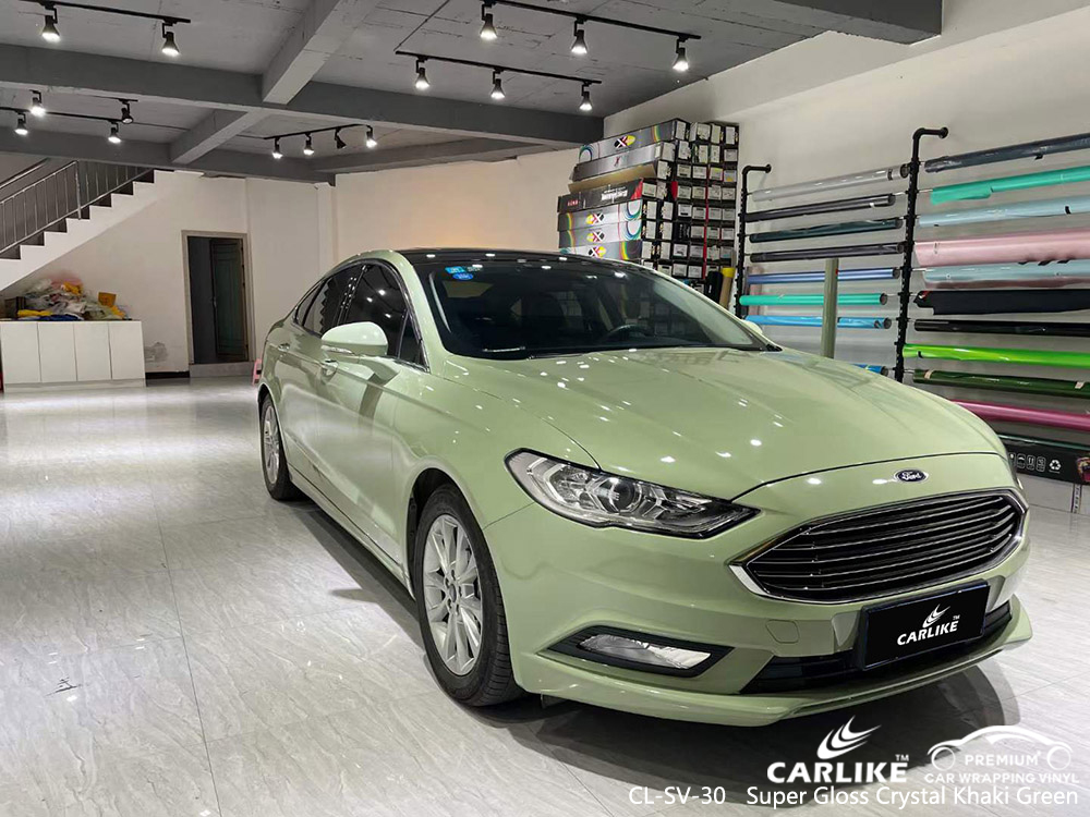 CL-SV-30 süper parlak kristal haki yeşil vinil araç MERCEDES-BENZ için sargı tedarikçisi