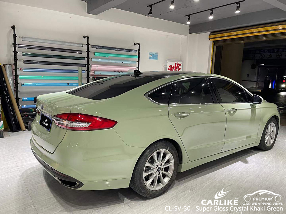 CL-SV-30 süper parlak kristal haki yeşil vinil araç MERCEDES-BENZ için sargı tedarikçisi