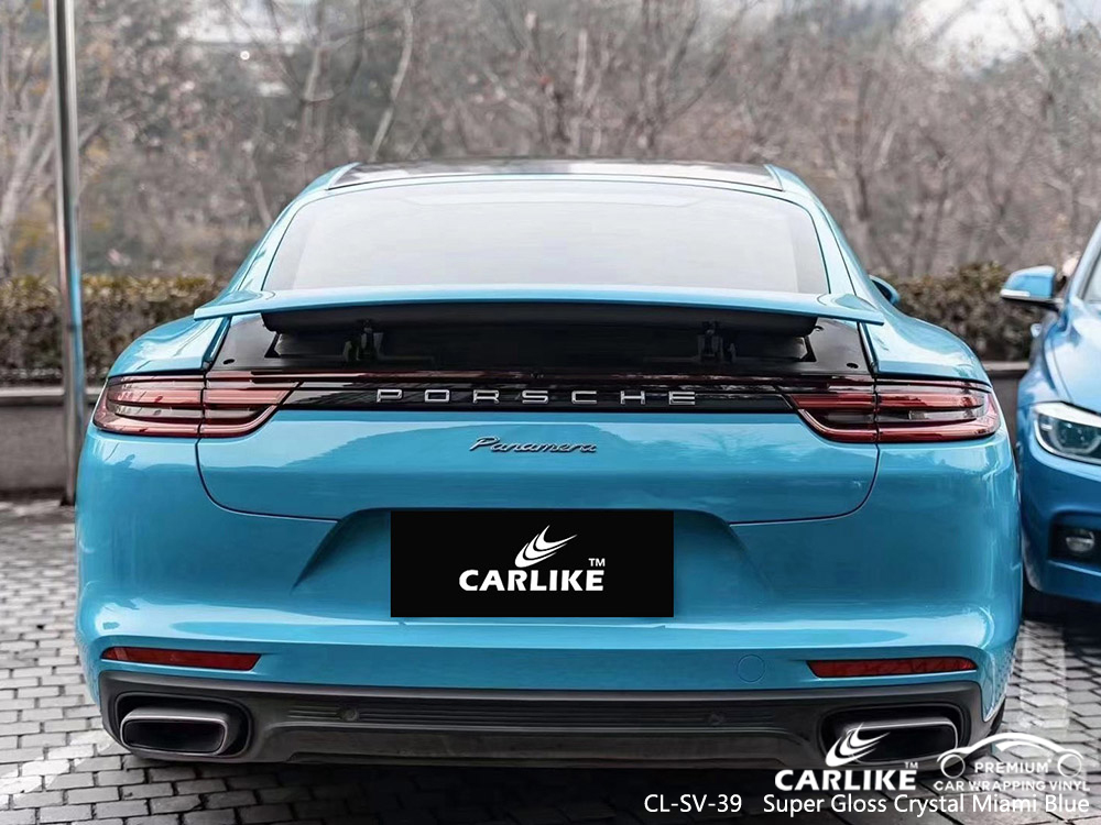 CL-SV-39 فائقة اللمعان الكريستال الأزرق الفينيل السيارات ميامي مصنع التفاف لـ PORSCHE
