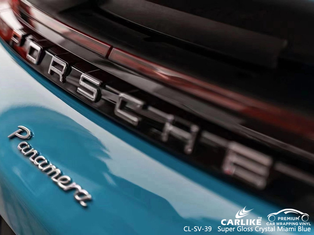 CL-SV-39 فائقة اللمعان الكريستال الأزرق الفينيل السيارات ميامي مصنع التفاف لـ PORSCHE