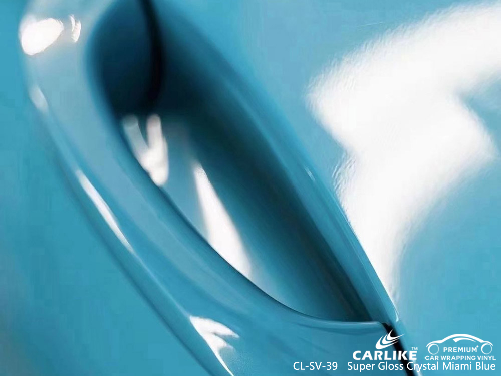 CL-SV-39 super brillant cristal miami bleu vinyle auto fabricant d'emballage pour PORSCHE