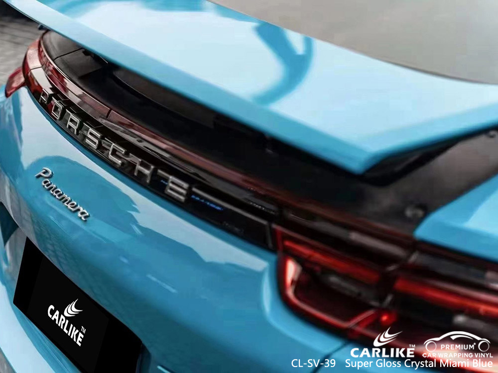 CL-SV-39 فائقة اللمعان الكريستال الأزرق الفينيل السيارات ميامي مصنع التفاف لـ PORSCHE