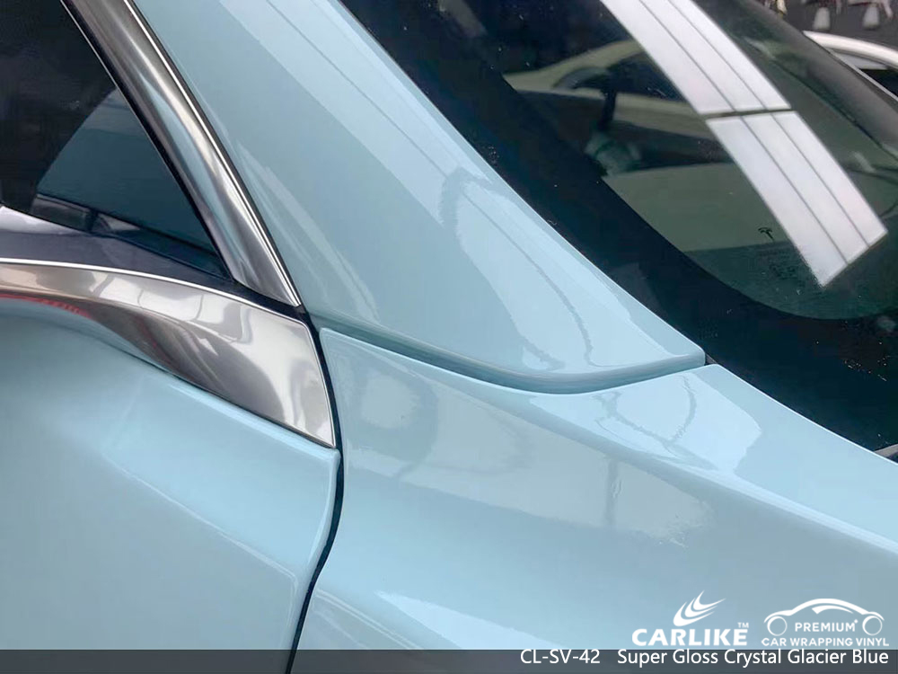 CL-SV-42 Super Gloss Crystal Glacier Blue Vinyl Auto Wrap Hersteller für TESLA