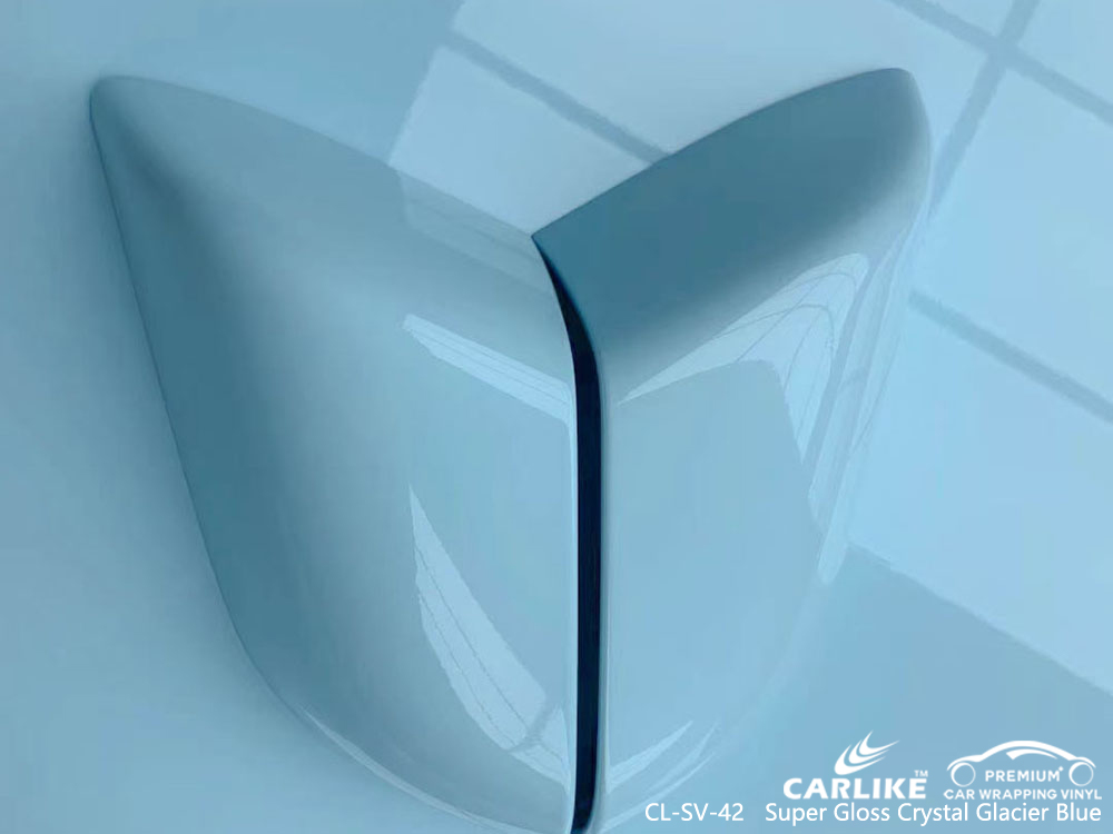 CL-SV-42 süper parlak kristal buzul mavisi vinil araba TESLA için sarma üreticisi