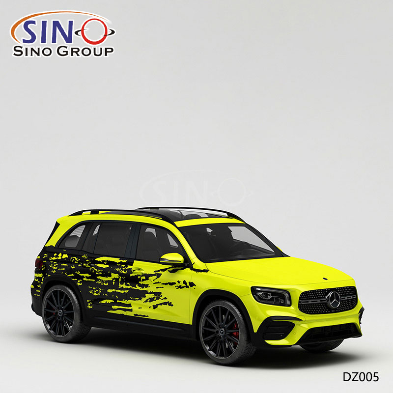 DZ005 Padrão Amarelo e Preto Pintura de Alta Precisão Impressão Personalizada Car Wraps Vinil 