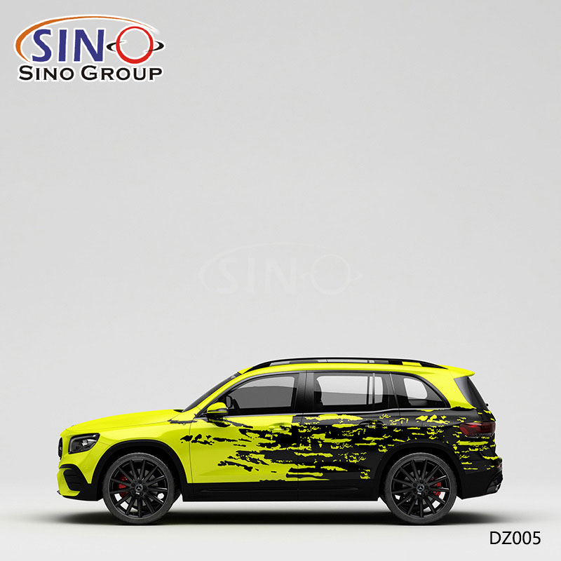 DZ005 Motivo Pittura gialla e nera Stampa ad alta precisione Avvolgimenti per auto personalizzati Vinile 