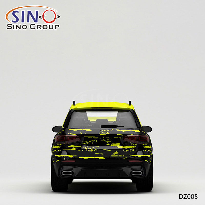 DZ005 Padrão Amarelo e Preto Pintura de Alta Precisão Impressão Personalizada para Envoltórios de Carro Vinil 