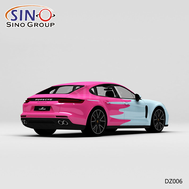 DZ006 نمط الرسم الأزرق والوردي عالية الدقة الطباعة مخصصة الفينيل التفاف السيارة 