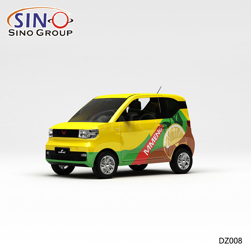 DZ008 Pattern Lemon Yellow Painting High-precision Printing Customized Vinyl Car Wrap Sticker