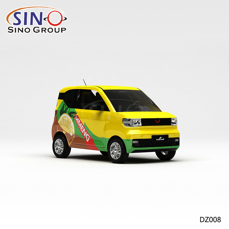 DZ008 Pattern Lemon Yellow Painting High-precision Printing Customized Vinyl Car Wrap Sticker