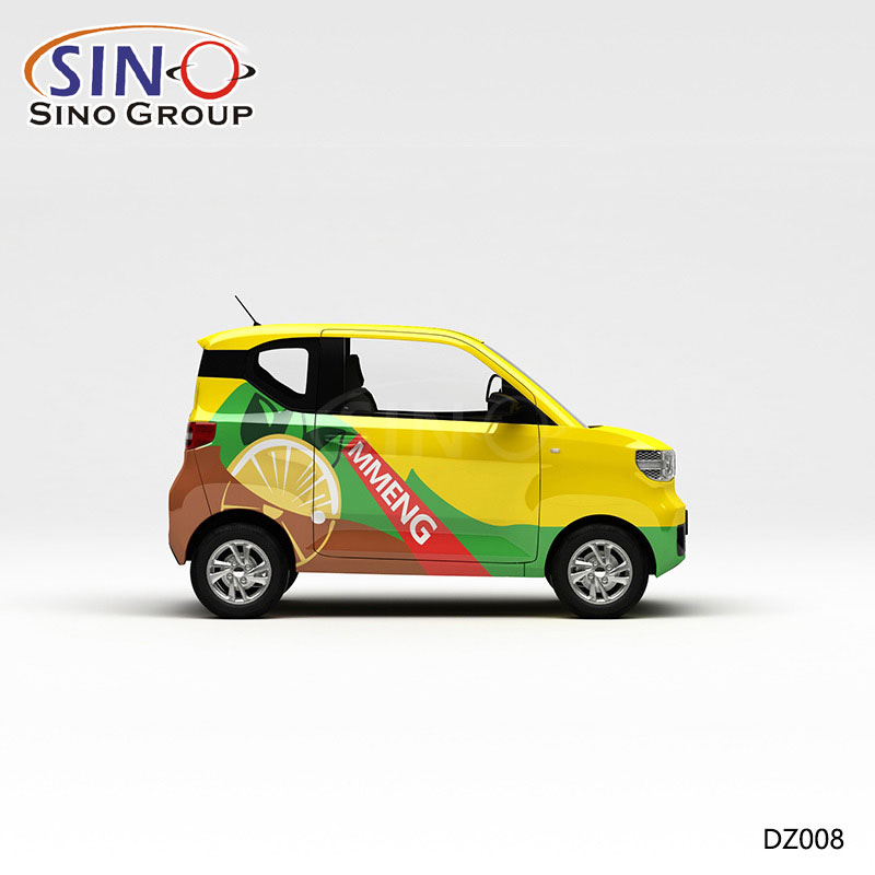 DZ008 Pattern Lemon Yellow Painting High-precision Printing Customized Vinyl Car Wrap Sticker