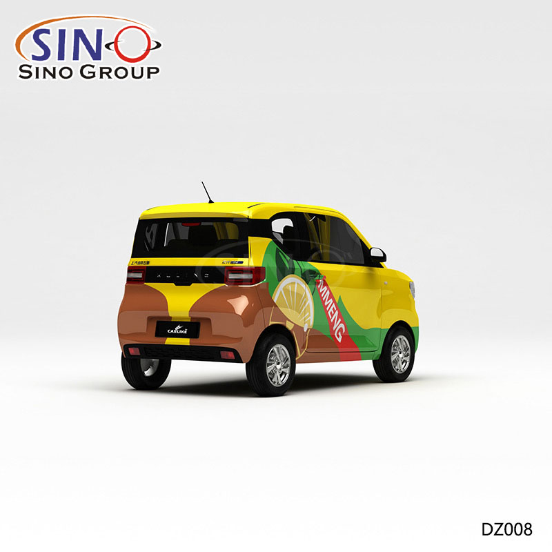 DZ008 Pattern Lemon Yellow Painting High-precision Printing Customized Vinyl Car Wrap Sticker