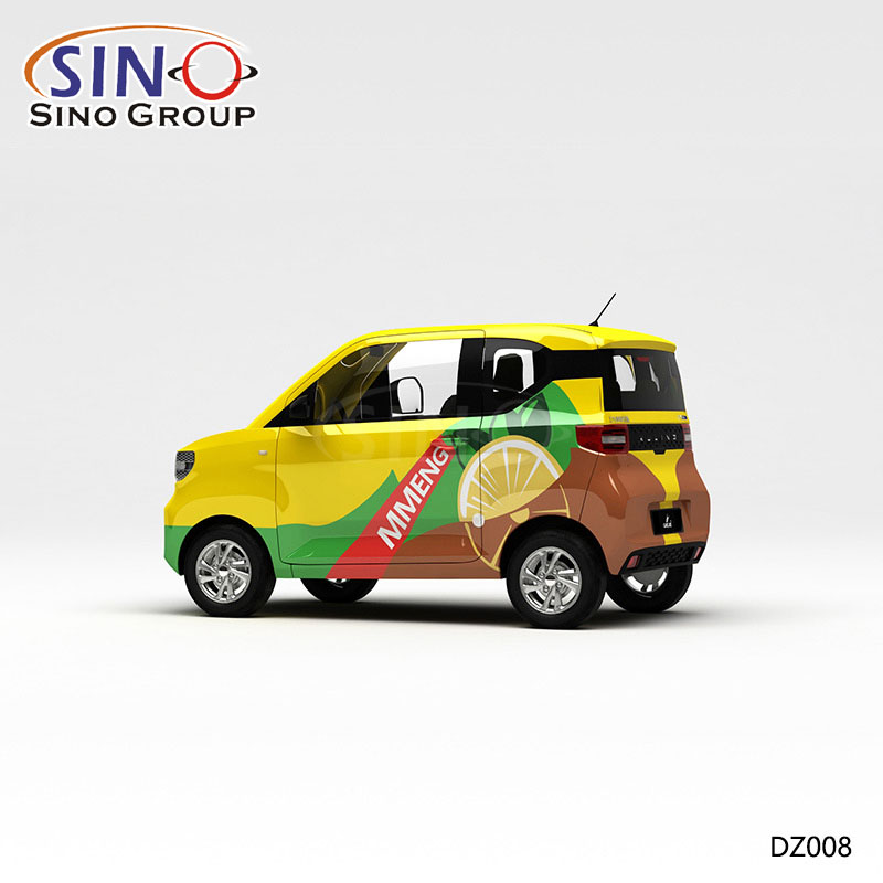 DZ008 Pattern Lemon Yellow Painting High-precision Printing Customized Vinyl Car Wrap Sticker
