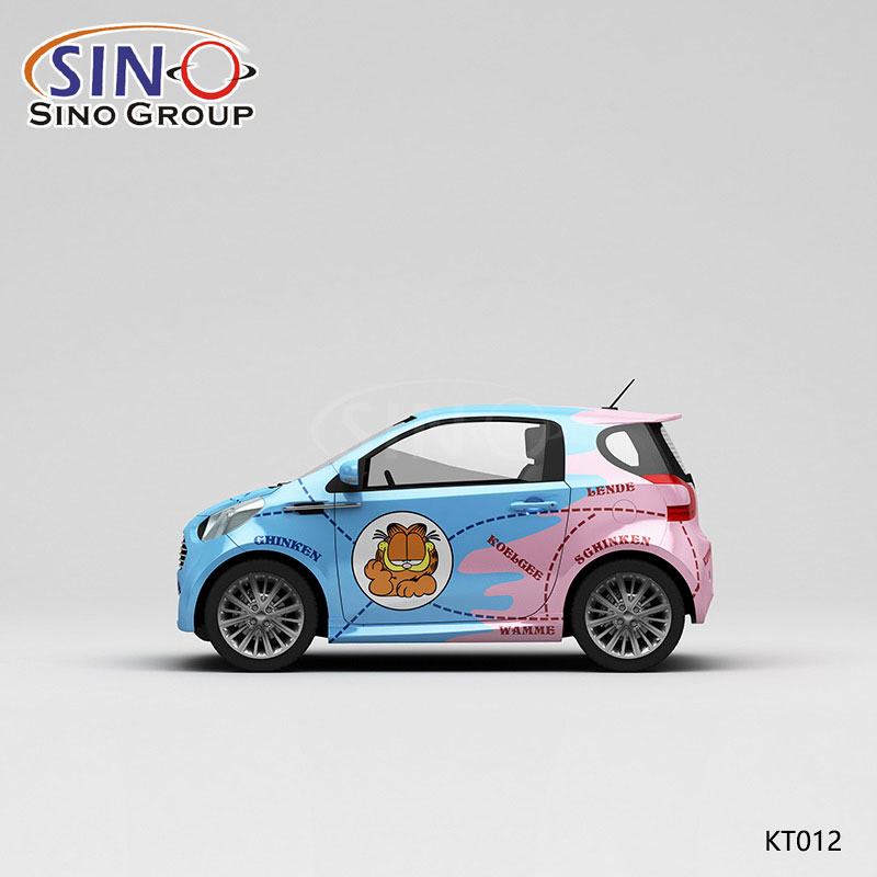 KT012 Desen Garfield İki Tonlu Pembe Domuz Yüksek Hassasiyetli Baskı Özelleştirilmiş Araba Vinil Wrap