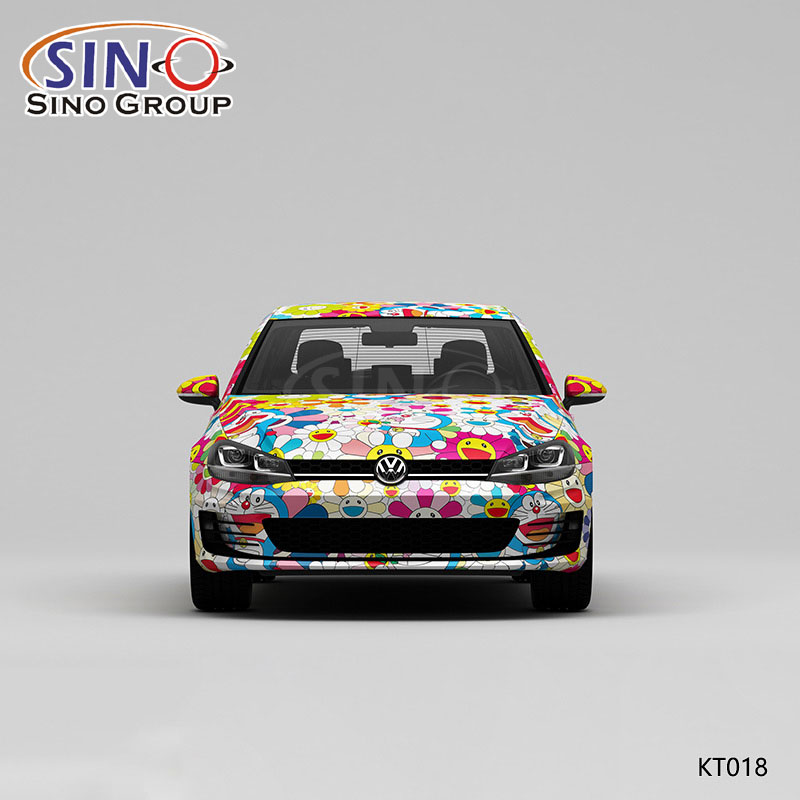 KT018 Desen Ayçiçeği Doraemon Japon Yüksek Hassasiyetli Baskı Özelleştirilmiş Araba Vinil Sargısı