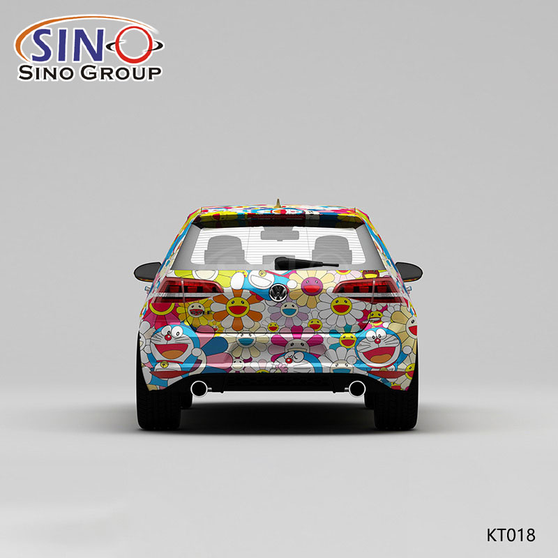 KT018 Patrón Girasol Doraemon Japonés Impresión de alta precisión Vinilo para automóvil personalizado